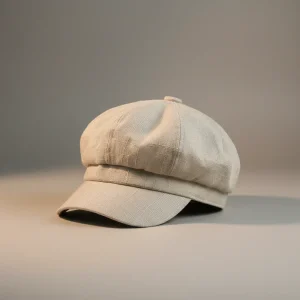 Casquette gavroche lin beige style vintage - Vue 2 - casquette gavroche