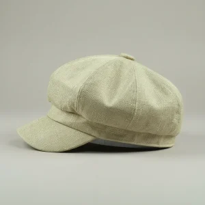 Casquette gavroche lin beige taille ajustable - Vue 1 - casquette gavroche