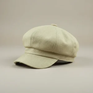 Casquette gavroche lin beige taille ajustable - Vue 2 - casquette gavroche