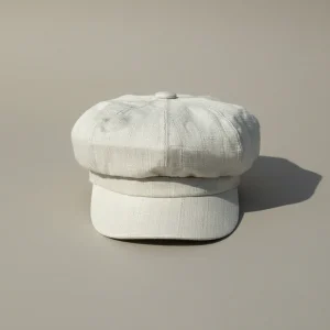 Casquette gavroche lin blanc style décontracté - Vue 1 - casquette gavroche