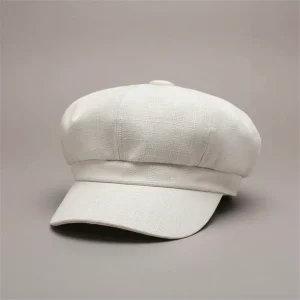 Casquette gavroche lin blanc style vintage - Vue 1 - casquette gavroche