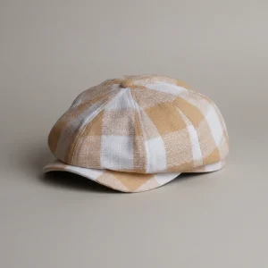 Casquette gavroche lin et coton à carreaux été - Vue 1 - casquette gavroche
