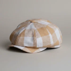 Casquette gavroche lin et coton à carreaux été - Vue 2 - casquette gavroche