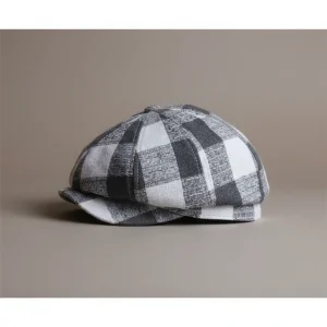 Casquette gavroche lin et coton à carreaux vintage - Vue 2 - casquette gavroche