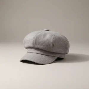 Casquette gavroche lin gris femme ajustable - Vue 2 - casquette gavroche