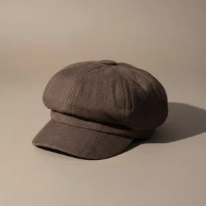 Casquette gavroche lin marron style estival - Vue 1 - casquette gavroche