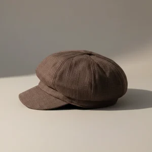 Casquette gavroche lin marron style estival - Vue 2 - casquette gavroche