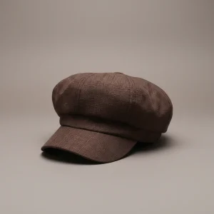 Casquette gavroche lin marron taille ajustable - Vue 1 - casquette gavroche