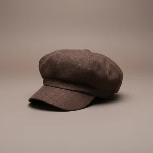 Casquette gavroche lin marron taille ajustable - Vue 2 - casquette gavroche