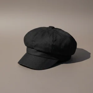 Casquette gavroche lin noir femme été - Vue 1 - casquette gavroche