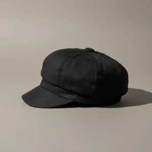 Casquette gavroche lin noir femme été - Vue 2 - casquette gavroche