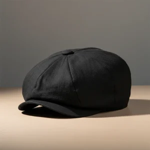 Casquette gavroche lin noir style intemporel - Vue 1 - casquette gavroche