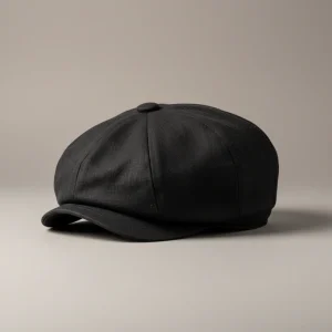Casquette gavroche lin noir style intemporel - Vue 2 - casquette gavroche