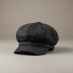 Casquette gavroche lin noir taille ajustable - Vue 1 - casquette gavroche