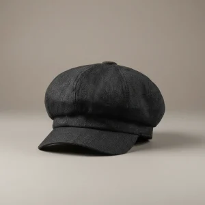 Casquette gavroche lin noir taille ajustable - Vue 1 - casquette gavroche