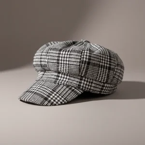 Casquette gavroche polyester motif pied-de-poule unique - Vue 1 - casquette gavroche