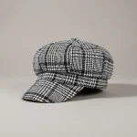 Casquette gavroche polyester motif pied-de-poule - Vue 1 - casquette gavroche