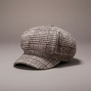 Casquette gavroche polyester pied de poule femme - Vue 1 - casquette gavroche