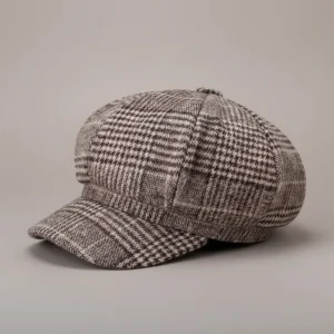 Casquette gavroche polyester pied de poule femme - Vue 2 - casquette gavroche