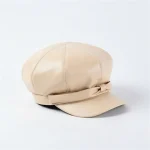 Casquette gavroche simili cuir beige femme - Vue 1 - casquette gavroche