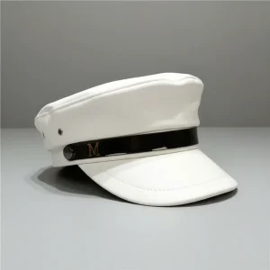 Casquette gavroche simili cuir blanc style marin - Vue 1 - casquette gavroche