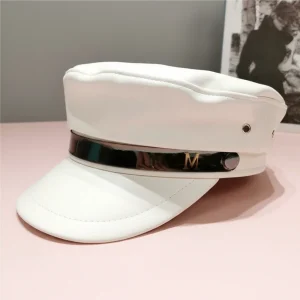 Casquette gavroche simili cuir blanc style marin - Vue 2 - casquette gavroche