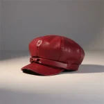Casquette gavroche simili cuir bordeaux femme - Vue 1 - casquette gavroche