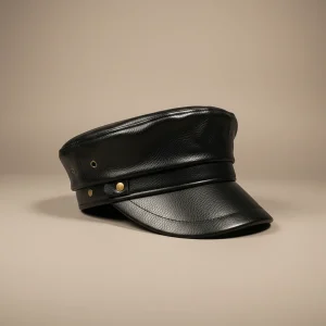 Casquette gavroche simili cuir noir style marin - Vue 1 - casquette gavroche
