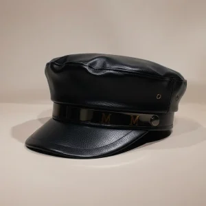 Casquette gavroche simili cuir noir style marin - Vue 1 - casquette gavroche