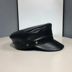 Casquette gavroche simili cuir noir style marin - Vue 2 - casquette gavroche