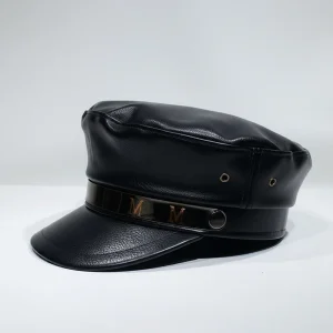 Casquette gavroche simili cuir noir style marin - Vue 2 - casquette gavroche