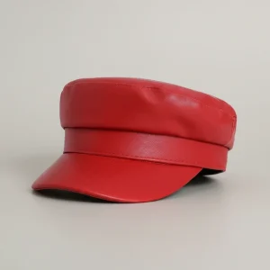 Casquette gavroche simili cuir rouge ajustable - Vue 1 - casquette gavroche