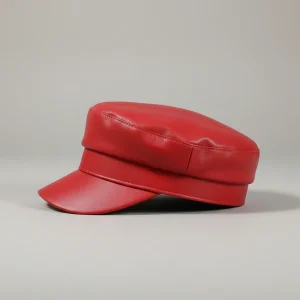 Casquette gavroche simili cuir rouge ajustable - Vue 2 - casquette gavroche