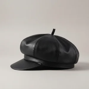 Casquette gavroche simili cuir style moderne - Vue 2 - casquette gavroche