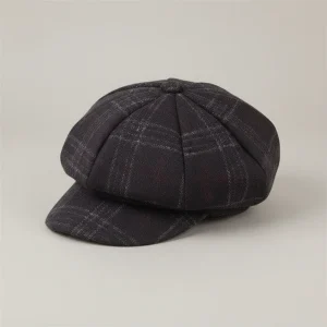 Casquette gavroche tweed noir taille unique - Vue 1 - casquette gavroche