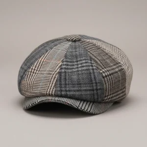 Casquette gavroche tweed patchwork élégant - Vue 1 - casquette gavroche