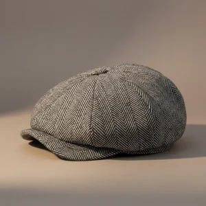 Casquette gavroche tweed style chevron - Vue 2 - casquette gavroche