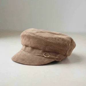 Casquette gavroche velours côtelé beige kaki - Vue 1 - casquette gavroche