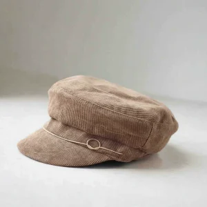 Casquette gavroche velours côtelé beige kaki - Vue 2 - casquette gavroche