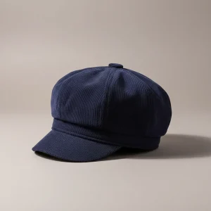 Casquette gavroche velours côtelé bleu marine ajustable - Vue 2 - casquette gavroche
