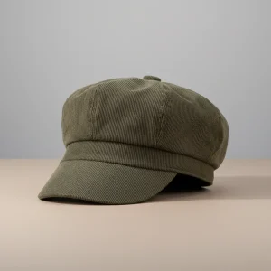 Casquette gavroche velours côtelé vert style moderne - Vue 1 - casquette gavroche