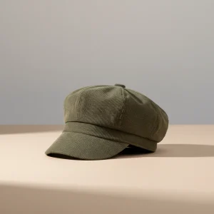 Casquette gavroche velours côtelé vert style moderne - Vue 2 - casquette gavroche