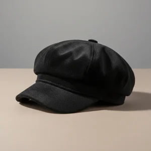 Casquette gavroche velours noir style vintage - Vue 1 - casquette gavroche