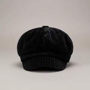 Casquette gavroche velours noir taille ajustable - Vue 1 - casquette gavroche