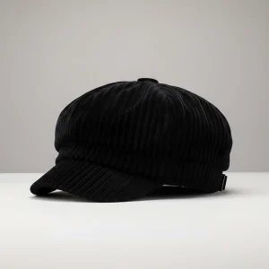 Casquette gavroche velours noir taille ajustable - Vue 2 - casquette gavroche